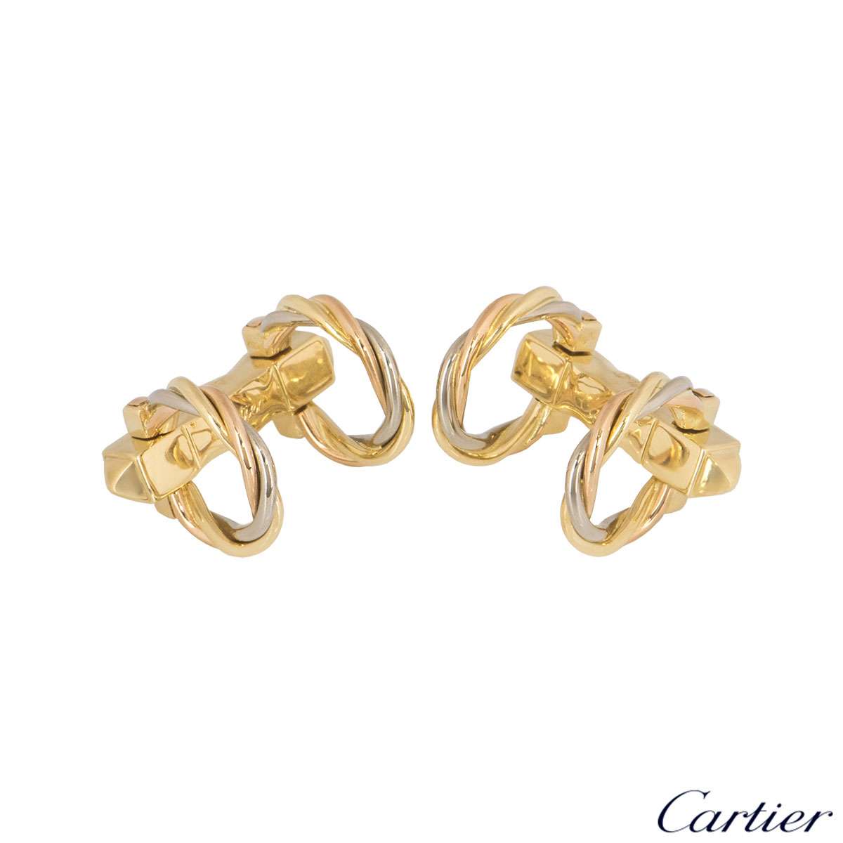 Cartier 18k Tri-Colour Gold Trinity Cufflinks | Rich Diamonds